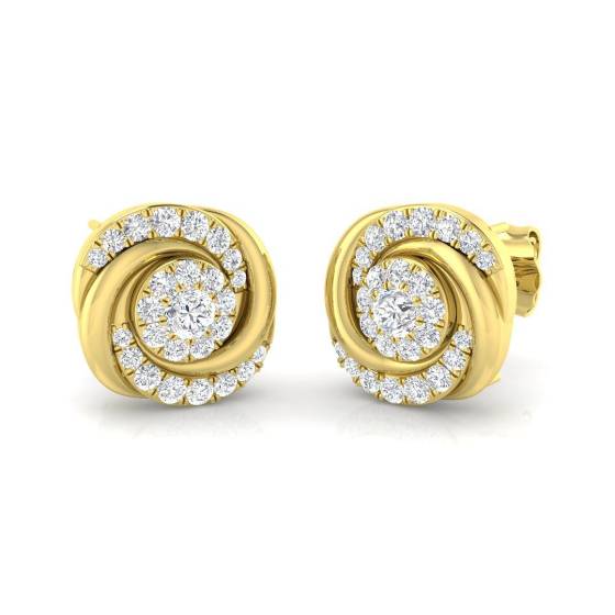 0.44ct SI2/G Round cut Diamond Cluster Earrings in 9k Yellow Gold