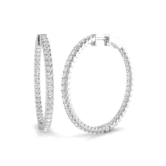 2.19ct SI2/G Round cut Diamond Hoop Earrings in 18k White Gold