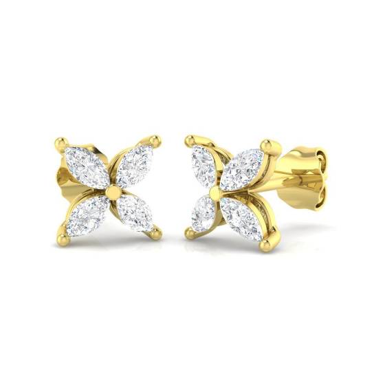 0.67ct SI2/G Marquise cut Diamond Cluster Earrings in 18k Yellow Gold