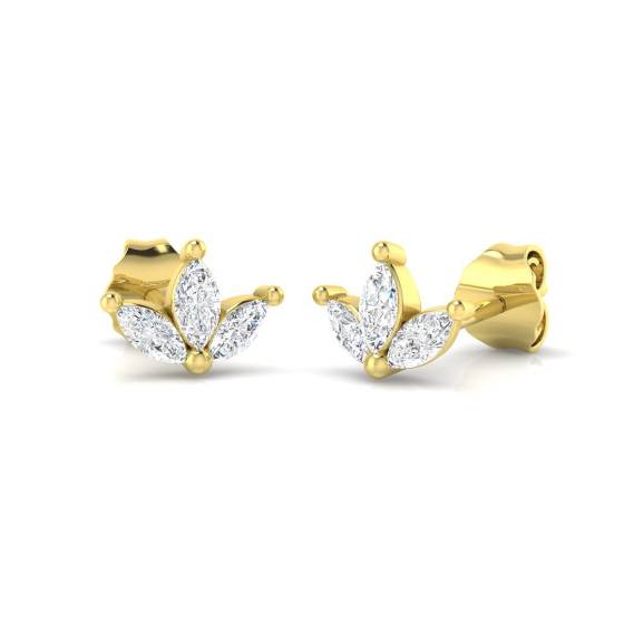 0.31ct SI2/G Marquise cut Diamond Cluster Earrings in 18k Yellow Gold