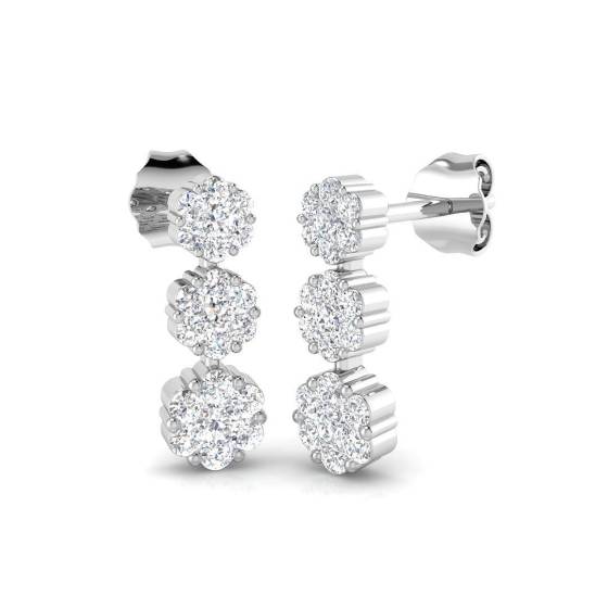 0.50ct SI2/G Round cut Diamond Drop Earrings in 9k White Gold