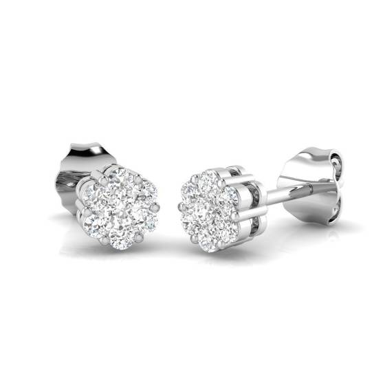 0.22ct SI2/G Round cut Diamond Cluster Earrings in 9k White Gold