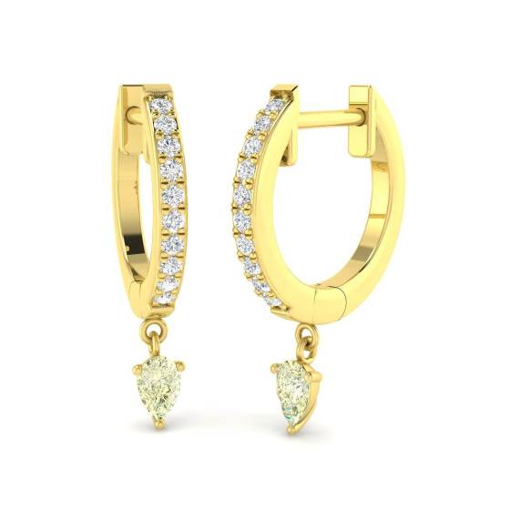 0.25ct SI2/G Round cut Diamond Drop Earrings in 18k Yellow Gold