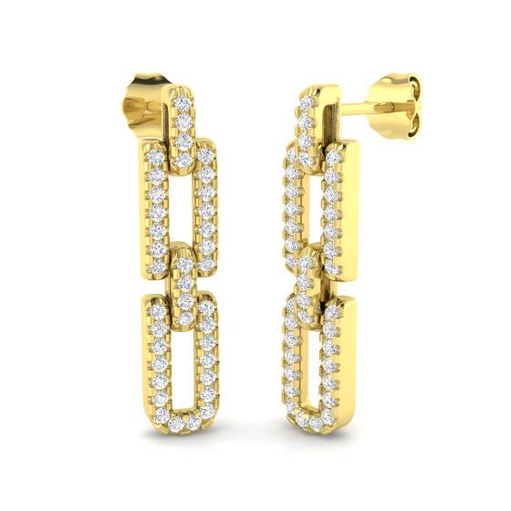 0.52ct VS/F Round cut Lab Grown Diamond Paper Clip Earrings in 9k Yellow Gold