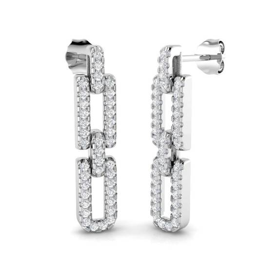 0.52ct SI2/G Round cut Diamond Drop Earrings in 9k White Gold