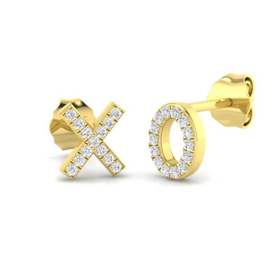 0.07ct SI2/G Round cut Diamond Cluster Earrings in 9k Yellow Gold