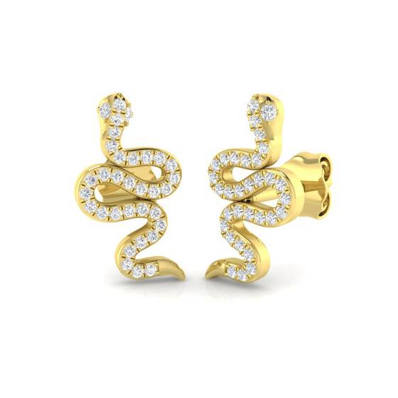 0.15ct SI2/G Round cut Diamond Designer Earrings in 9k Yellow Gold