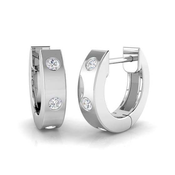 0.12ct SI2/G Round cut Diamond Hoop Earrings in 9k White Gold