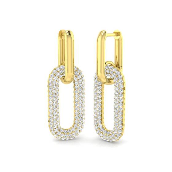 1.47ct SI2/G Round cut Diamond Drop Earrings in 9k Yellow Gold