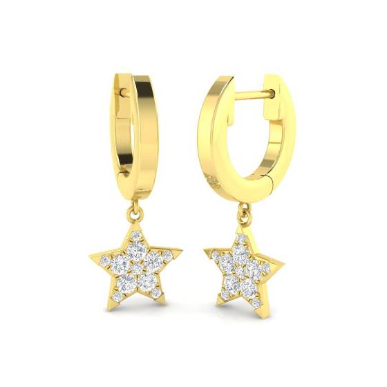 0.24ct SI2/G Round cut Diamond Drop Earrings in 9k Yellow Gold