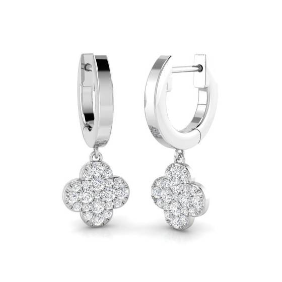 0.32ct SI2/G Round cut Diamond Cluster Earrings in 9k White Gold