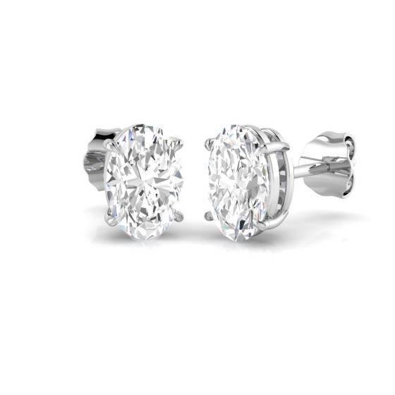 2.00ct VS2/K Oval cut Diamond Stud Earrings in 18k White Gold