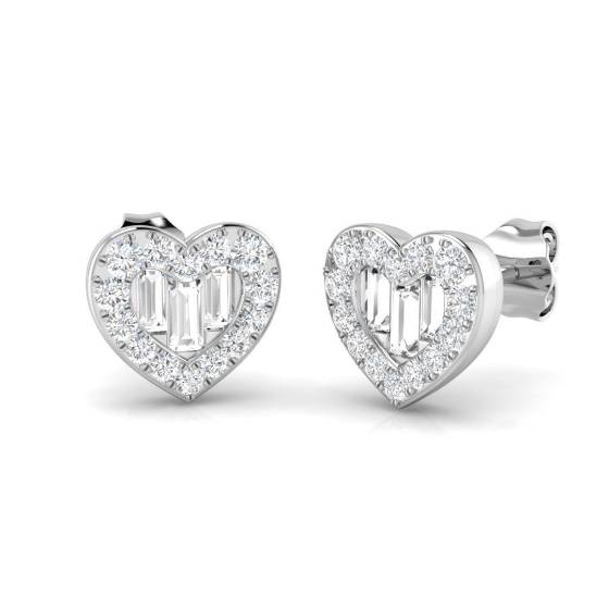 0.56ct SI2/G Baguette cut Diamond Cluster Earrings in 9k White Gold