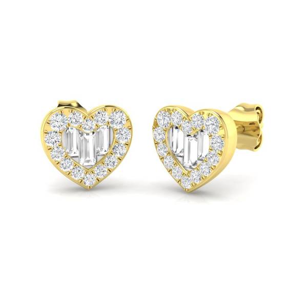 0.56ct SI2/G Baguette cut Diamond Cluster Earrings in 9k Yellow Gold