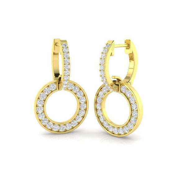 0.61ct SI2/G Round cut Diamond Hoop Earrings in 9k Yellow Gold