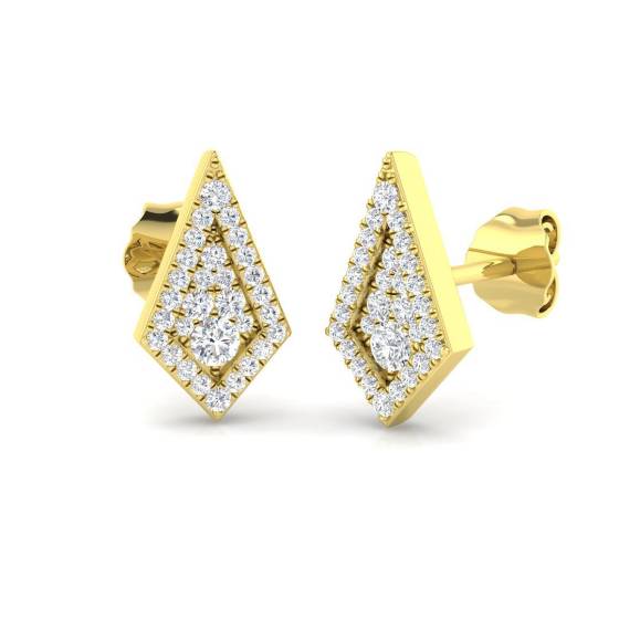 0.22ct SI2/G Round cut Diamond Cluster Earrings in 9k Yellow Gold