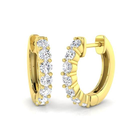 0.74ct SI2/G Round cut Diamond Hoop Earrings in 18k Yellow Gold