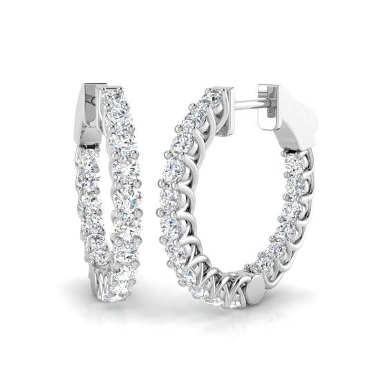 1.38ct SI2/G Round cut Diamond Hoop Earrings in 18k White Gold