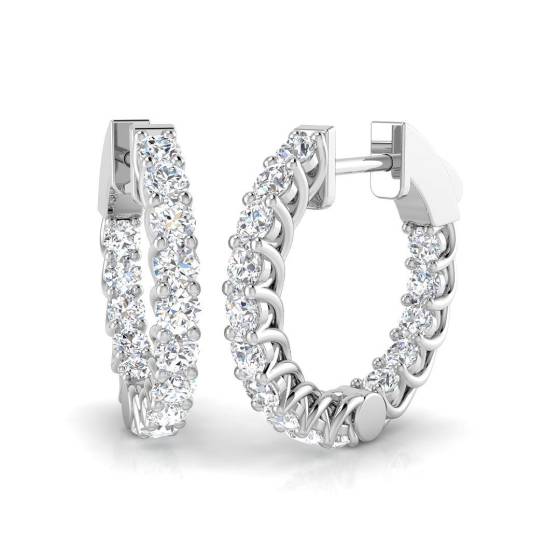 1.21ct SI2/G Round cut Diamond Hoop Earrings in 18k White Gold