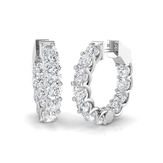 4.40ct VS/F Round cut Labgrown Diamond Hoop Earrings in 9k White Gold