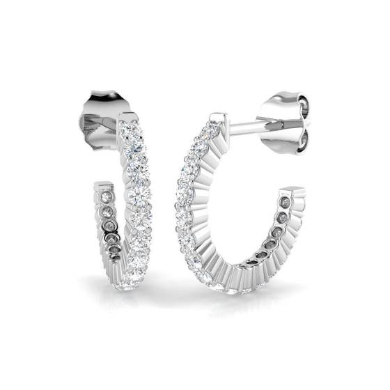 0.88ct SI2/G Round cut Diamond Hoop Earrings in 18k White Gold