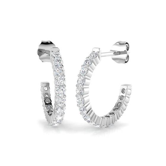 0.52ct SI2/G Round cut Diamond Hoop Earrings in 18k White Gold