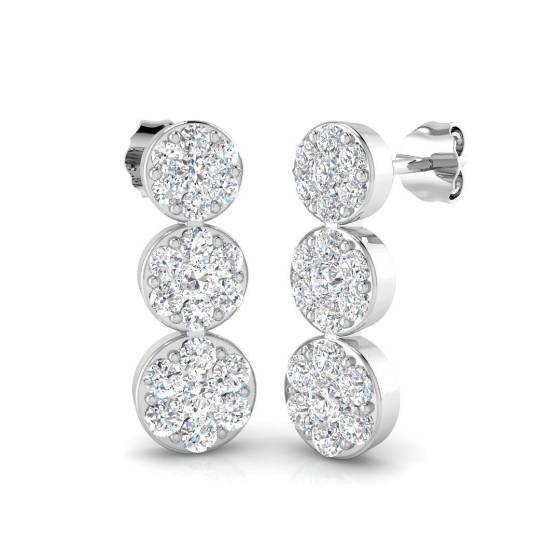 1.51ct SI2/G Round cut Diamond Drop Earrings in 18k White Gold