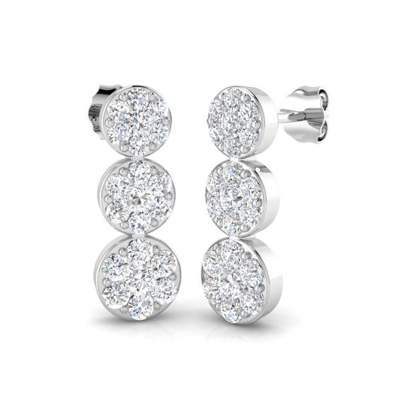 1.53ct I1/G Round cut Diamond Drop Earrings in 9k White Gold