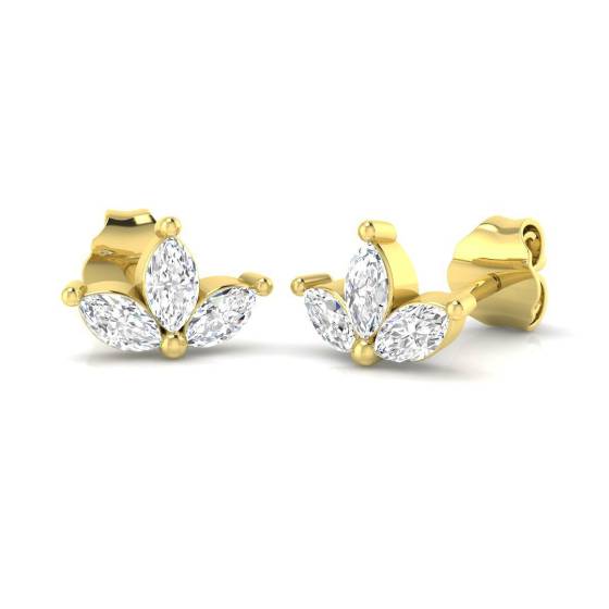 0.38ct SI1/G Marquise cut Diamond Cluster Earrings in 18k Yellow Gold