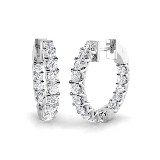 1.62ct SI2/G Round cut Diamond Hoop Earrings in 18k White Gold