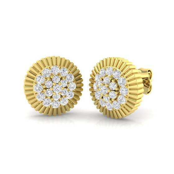 0.41ct SI2/G Round cut Diamond Cluster Earrings in 9k Yellow Gold