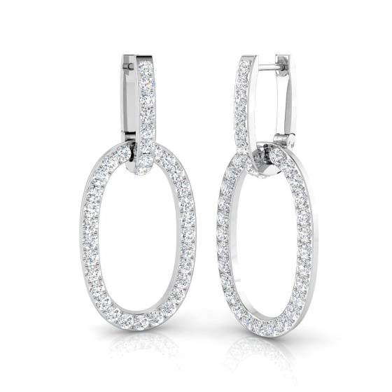 2.01ct SI2/G Round cut Diamond Drop Earrings in 18k White Gold