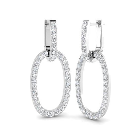 1.67ct SI2/G Round cut Diamond Drop Earrings in 18k White Gold