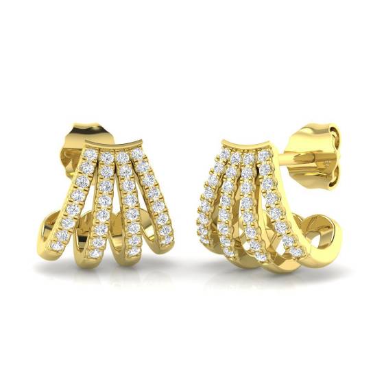 0.19ct SI2/G Round cut Diamond Hoop Earrings in 9k Yellow Gold