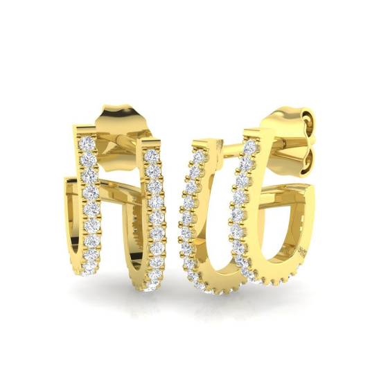 0.15ct SI2/G Round cut Diamond Hoop Earrings in 9k Yellow Gold