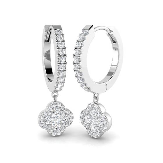 0.62ct SI2/G Round cut Diamond Drop Earrings in 18k White Gold