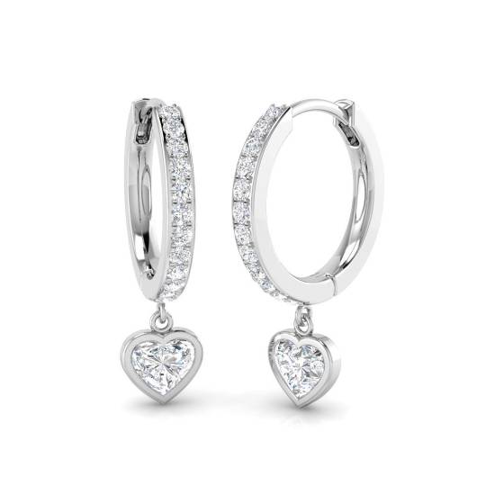 0.82ct SI2/G Heart cut Diamond Heart Shaped Earrings in 18k White Gold