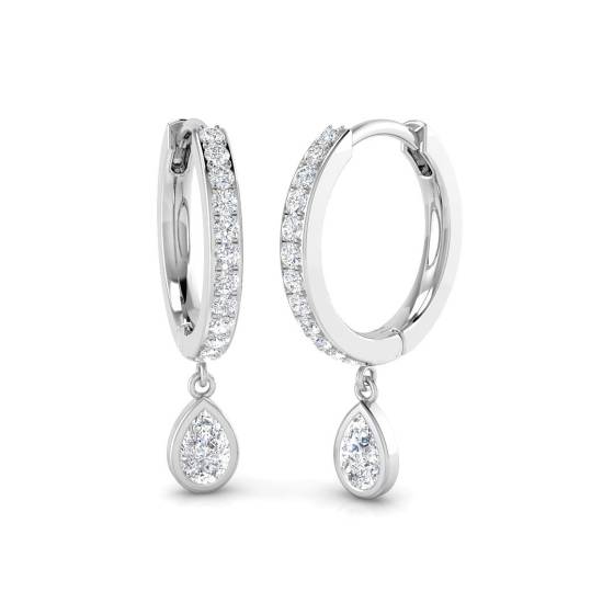 0.50ct SI2/G Pear cut Diamond Drop Earrings in 18k White Gold