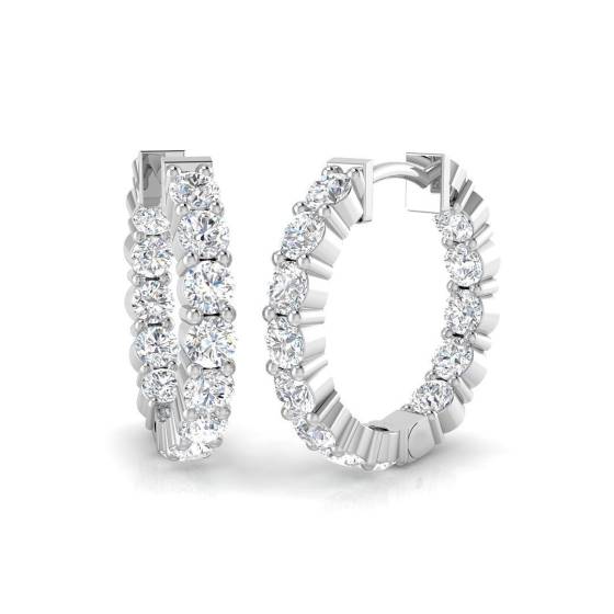 1.93ct SI2/G Round cut Diamond Hoop Earrings in 18k White Gold