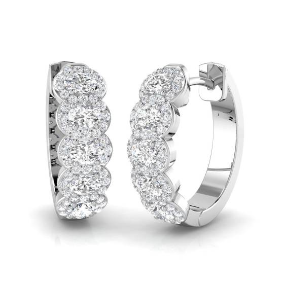 1.60ct SI2/G Round cut Diamond Hoop Earrings in 18k White Gold