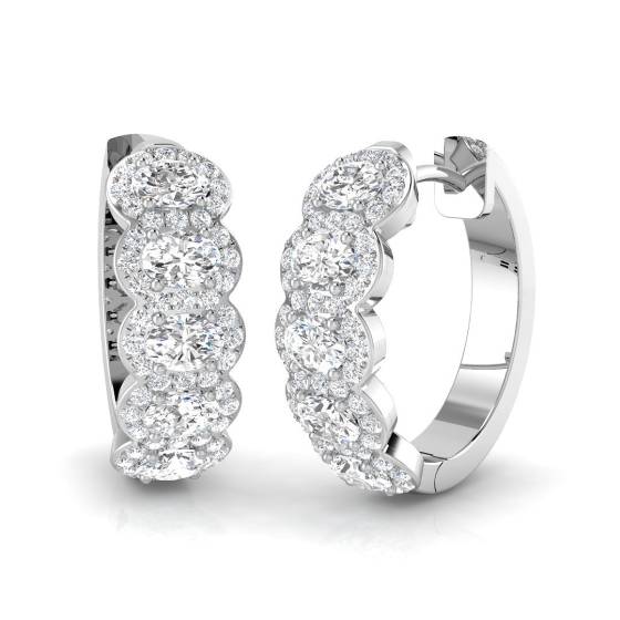 1.04ct SI2/G Round cut Diamond Hoop Earrings in 18k White Gold