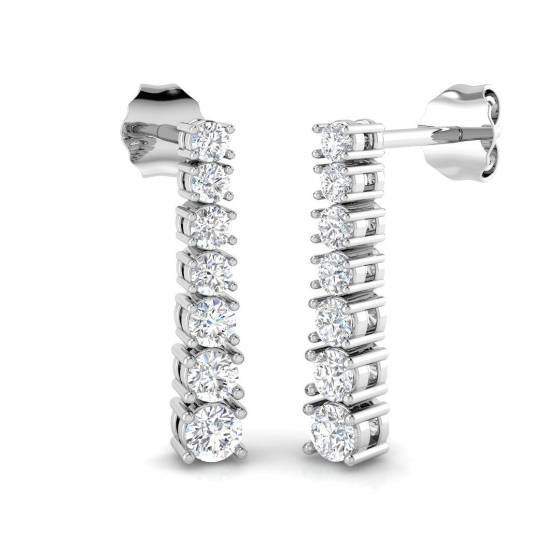 0.57ct SI2/G Round cut Diamond Drop Earrings in 18k White Gold