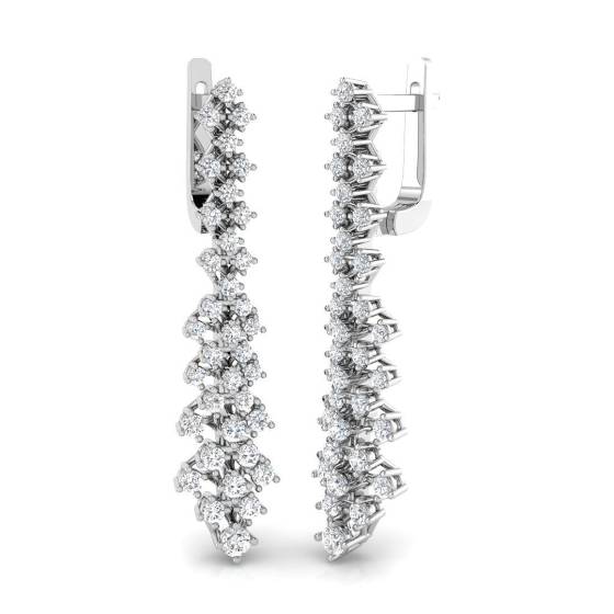 1.89ct SI2/G Round cut Diamond Drop Earrings in 18k White Gold