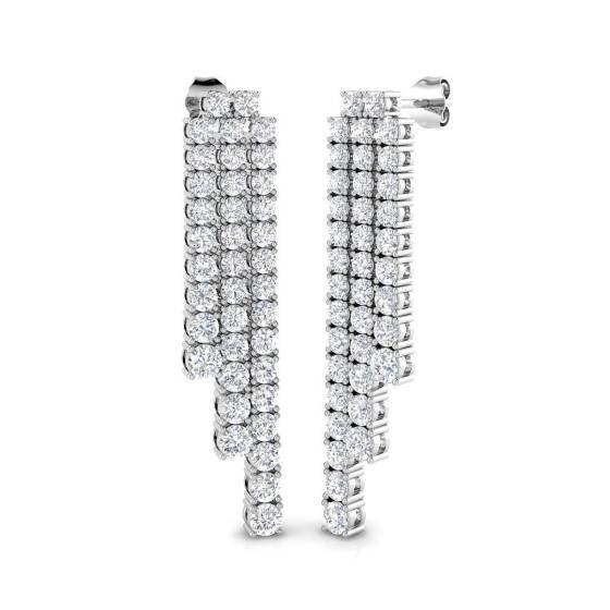 4.93ct SI1/G Round cut Diamond Drop Earrings in 18k White Gold