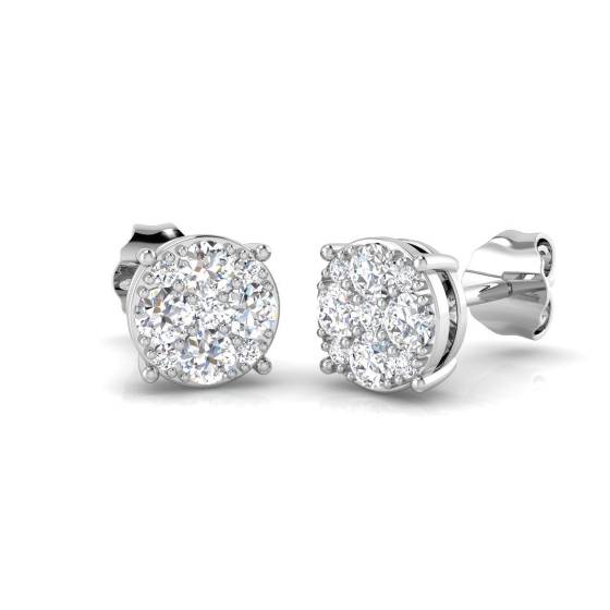 0.43ct VS/F Round cut Lab Grown Diamond Cluster Earrings in 9k White Gold