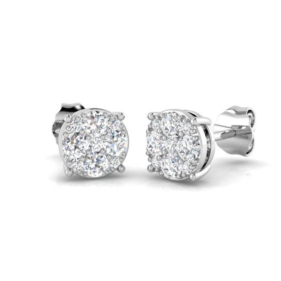 0.43ct SI2/G Round cut Diamond Cluster Earrings in 9k White Gold