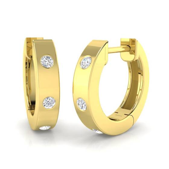 0.11ct SI2/G Round cut Diamond Hoop Earrings in 9k Yellow Gold