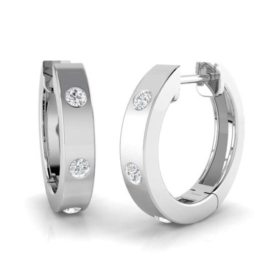 0.16ct SI2/G Round cut Diamond Hoop Earrings in 9k White Gold