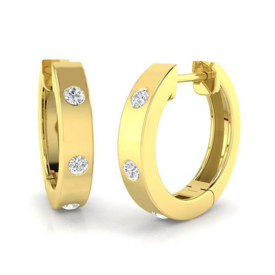 0.16ct SI2/G Round cut Diamond Hoop Earrings in 9k Yellow Gold