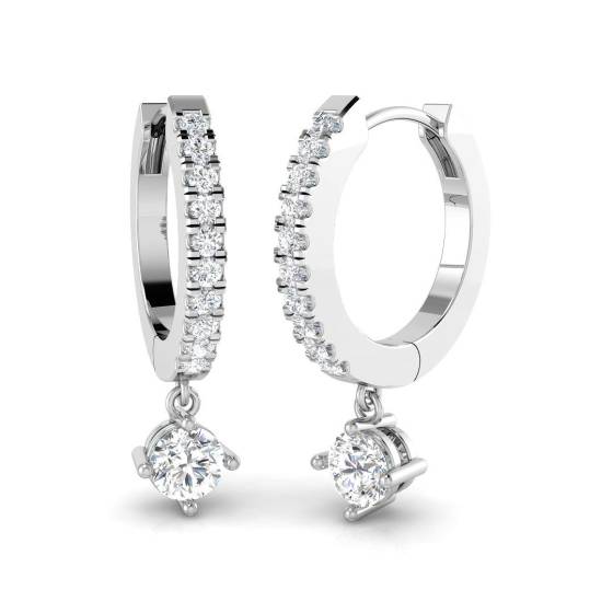 0.60ct SI2/G Round cut Diamond Drop Earrings in 18k White Gold